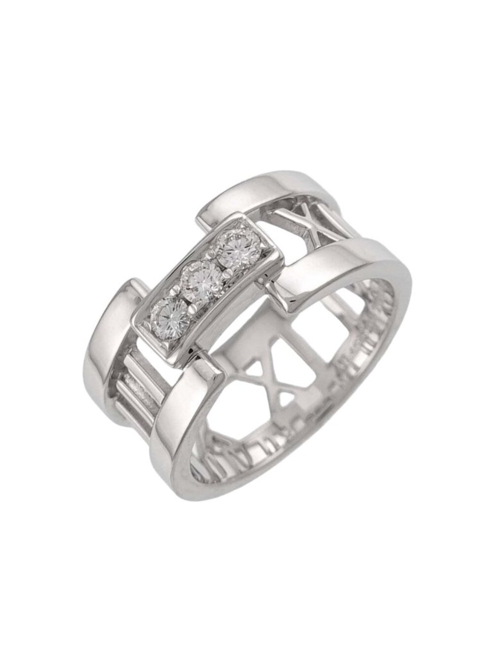 Tiffany & Co Atlas Open Heart Ring Diamond 18k White Gold 750
